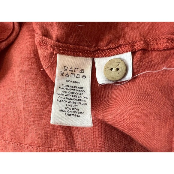 Rachel Zoe Coral Tie Front Linen Top  Women's Size L  Summer Top Vacation Vibes - Picture 5 of 8